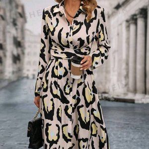 Beige dress with leopard pattern